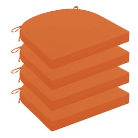 Wellsin Outdoor Chair Cushions for Patio Furniture, 3-Year Color Fastness Patio Chair Cushions Set of 4, Water Resistant Round Corner Outdoor Seat Cushions 17"X16"X2", Orange