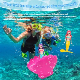 Mermaid Shell Pool Toy, 2PCS Mermaid & 1 Shelll, Mermaid Diving Toys, Swimming Pool Toys, Diving Games Training Children's Gifts, Little Mermaid Party Supplies & Water Toys for Kids Aged 5 & Up