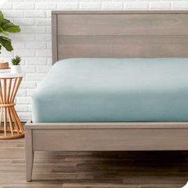 Bare Home Fitted Bottom Sheet Double - Premium 1800 Ultra-Soft Microfibre - Ultra-Soft Wrinkle Free - Deep Pocket - 35 CM Deep - 15" Deep - Double Fitted Sheet (Double, Light Blue)