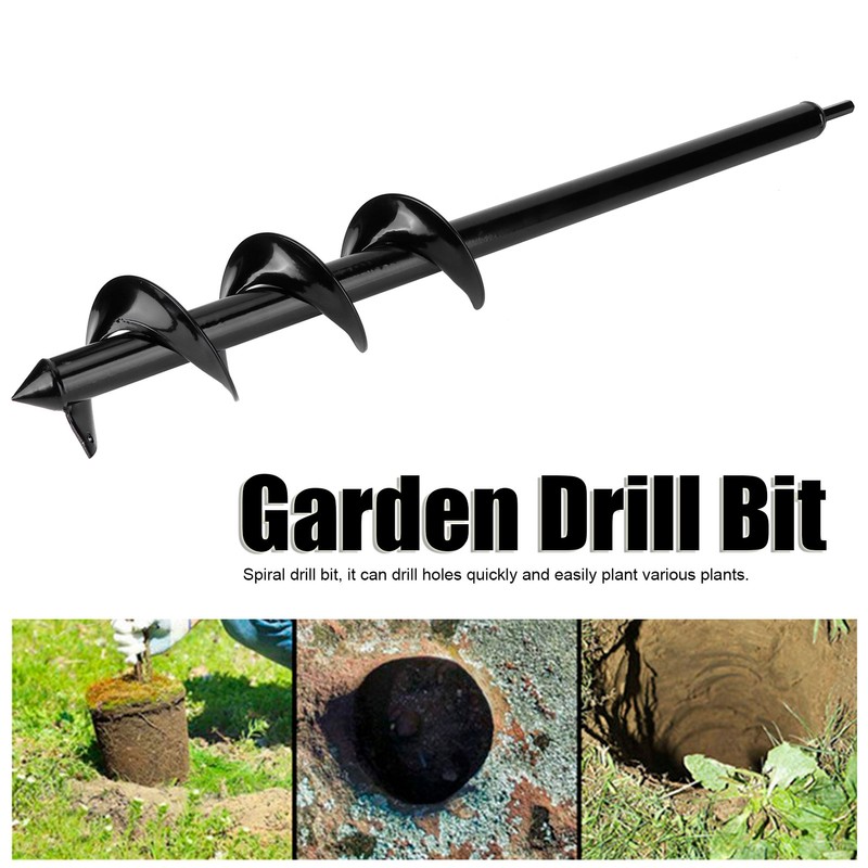 Flower Planting Auger Iron Planter Digging Spiral Drill Bit Garden