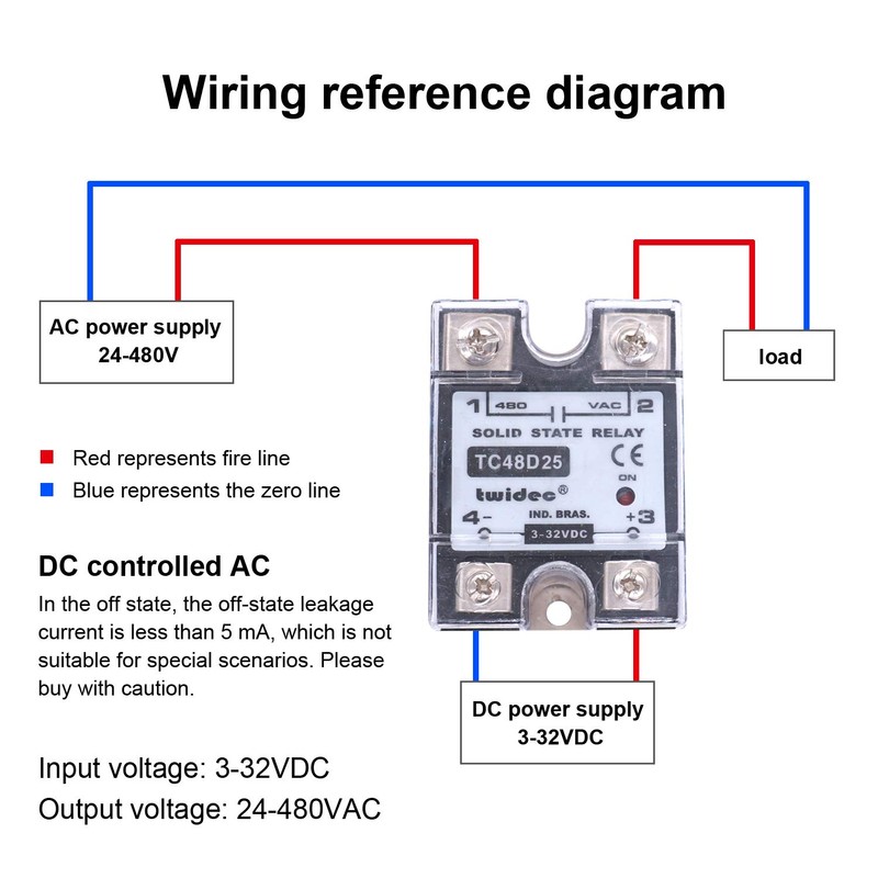 Twidec/Output Single Phase SSR Solid State Relay 25A 3-32V DC