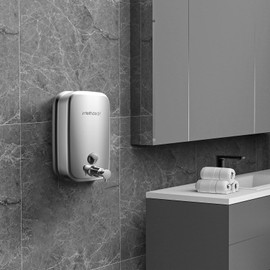 interhasa! Hand Soap Dispenser Wall Mounted Touchless Stainless Steel Liquid Dispenser For Kitchen Sink and Bathroom 500 ml