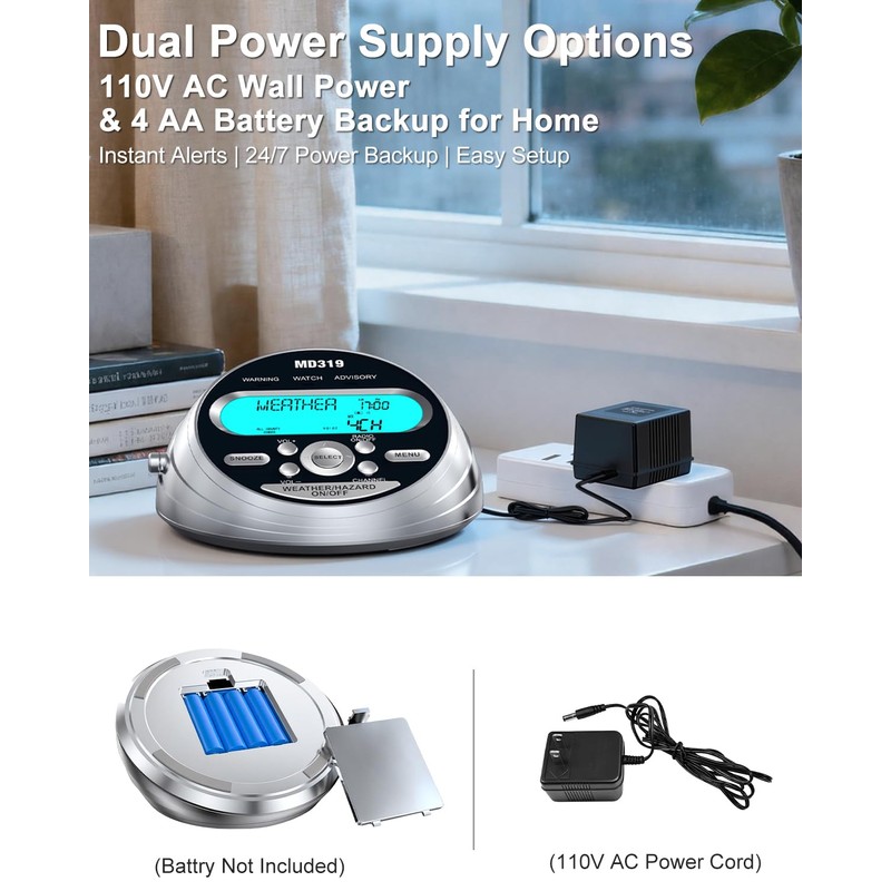 Emgykit MD319 NOAA Weather Alert Radio with S.A.M.E Localized Programming,