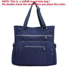Multi Pocket Nylon Totes Handbag Large Shoulder Bag Travel Purse Bags For Women (X-Dark Blue)