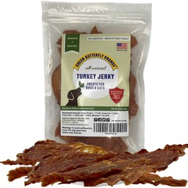 Green Butterfly Brands Dog Jerky Treats – Premium Turkey Breast – Dog Treats Made in USA Only. All Natural – Grain Free, No Preservatives – Turkey Jerky for Dogs & Cats – Irresistible Training Treat