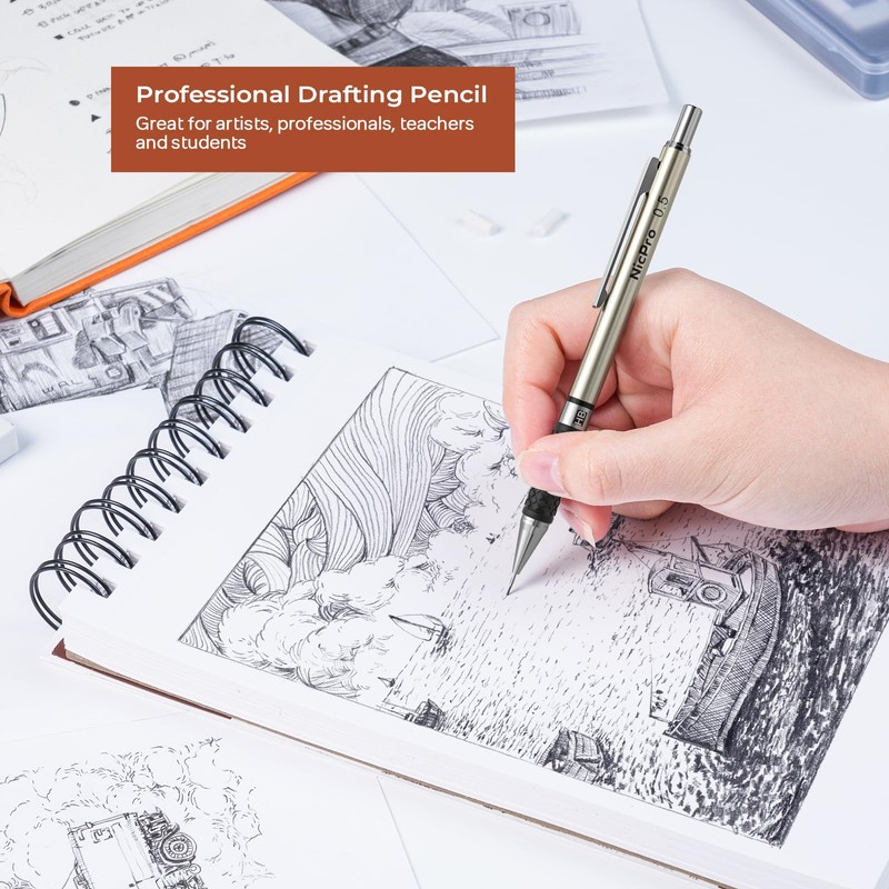 Nicpro 0.5 mm Art Mechanical Pencil Set in Storage Case,