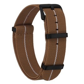 sourcing map Elastic Nylon Watch Band 20mm One-Piece French Watch Strap Waterproof Replacement Wristwatch Strap with Black Buckle for Men Women, Brown/White