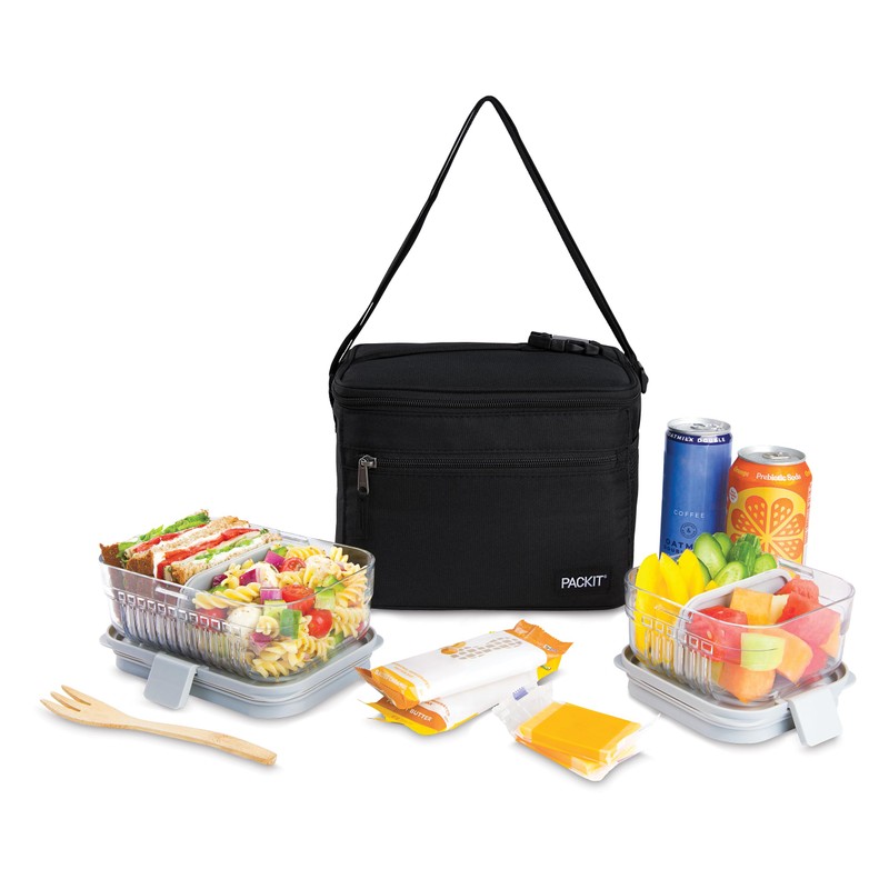 PackIt Freezable Essential Cooler, Black, Built with ECOFREEZE Technology, Fully
