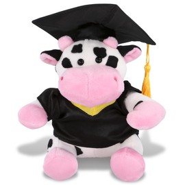 DolliBu Cow Graduation Plush Toy - Soft Huggable Graduation Stuffed Animal Dress Up with Gown and Cap with Tassel Outfit - Cute Graduation Gift with Personalization - 6 Inches