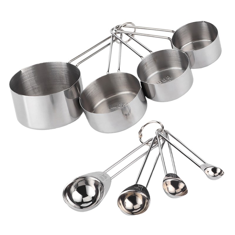 8Pcs/Set Stainless Steel Measuring Cup Spoon with Scales Kitchen Cooking