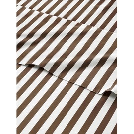 4 Piece Brown Striped Sheets for King Size Bed – Luxury Flat Sheet 105 x 102, Fitted Sheet 78 x 80 and 2 Pillowcases 20 x 40 – Deep Pocket, Ultra-Soft Neutral Sheets – Oeko-TEX Stripe Sheet Set