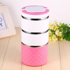 QANYEGN Stainless Steel Insulated Lunch Box, Stackable Lunch Box, 3 Layer Thermo Thermal Food Container for Hot Meals