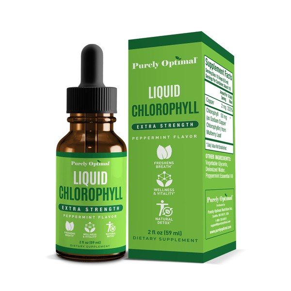 Premium Chlorophyll Liquid Drops - 100% Natural & Gluten Free Liquid Chlorophyll - Immune Support, Internal Deodorant, Body Detox, Energy Booster, Altitude Sickness - Non GMO, 118 servings