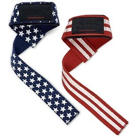 Padded Cotton Lifting Straps with NeoTek Cushioned Wrist (Pair) - Color: Flag