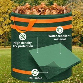 Eurhomewit Garden Waste Bags 3Pcs 120L, Large Garden Refuse Bags Heavy Duty with Handles, Green Garden Waste Sacks Reusable for Garden Waste, Grass and Leaves