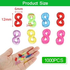 BUENTYA 1000 Pcs Loom Bands S Clips, Colorful S Clip Rubber Band Clips Loom Band Connectors Plastic Connectors Refills Kit Loom Band Hooks for Weaving Necklace Jewelry Accessories Craft Making