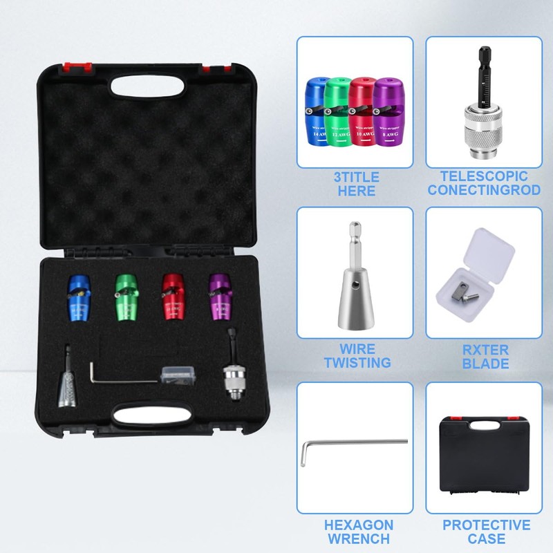 8 Piece, Wire Stripping and Twisting Tool, AWG 14-12-10-8 Specification,8