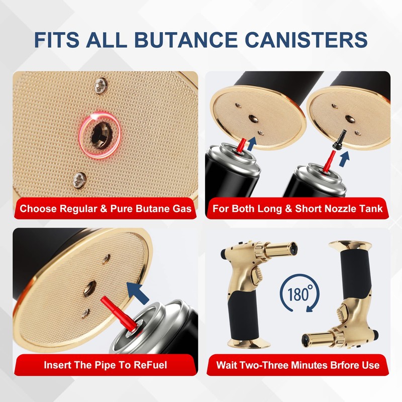 Butane Torch, Premium Double Flame Big Kitchen Torch Lighters with