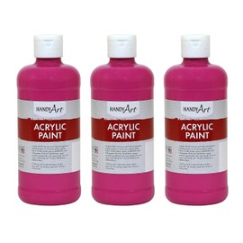Handy Art Acrylic Paint, Magenta, 16 oz. Bottle, Pack of 3 (RPC101070-3)