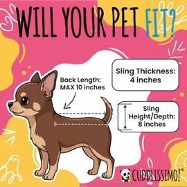 Cuddlissimo! Pet Sling Carrier - Carefully Sized for Teacup & Toy Breed Puppies & Cats (Under 6lb) - Soft Pouch for Small Dogs, Yorkies, Chihuahuas - Ideal for Hands-Free Travel & Walks (Pink)