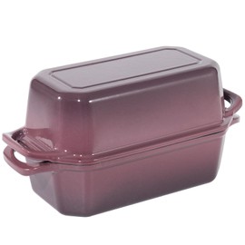 Flavehc Bread Pan Cast Iron Loaf Pan with Lid Bread Loaf Pan 9x5 Inch Loaf Pan Enameled Cast Iron Sourdough Loaf Pan, Magenta