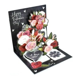 UP WITH PAPER Mason Jar Roses Valentine Greeting Card Valentine's Day 3D Pop Up Card
