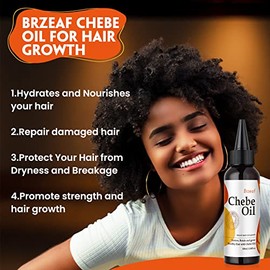 Brzeaf- 【Promueve el crecimiento del cabello】El aceite para cabello Chebe puede reparar el cabello frágil y dañado, fortalecer las raíces del cabello,