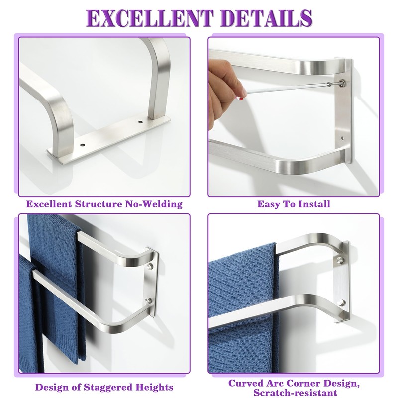 Alise Double Towel Bars for Bathroom,32'' Towel Holder Towel Racks