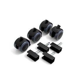 Design61 Universal Furniture Castors with U-Mount 22 mm Rubber Castors Swivel Castors Floor Protection Wheels with Lock Plate Shoes with Pin Pack of 4