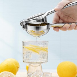 Lemon Squeezer, Sopito Stainless Steel Citrus Press Heavy Duty with Large Metal Lemon Juicer Squeezer Bowl for Seedless Juicing, Non-Slip Grip Design Manual Juicer