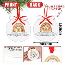 Loetere 12 Pieces Christmas Thank You Gifts Thank You Ornament Inspirational Hanging Ceramic Ornament Round Ceramic Hanging Plaque Appreciation Gifts for Women Coworkers Employee Nurse Teachers Friend