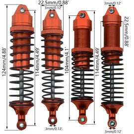 RCAWD Rc Shock Absorber for Arrma 3s Blx New Old Big Rock Arrma Typhon Arrma Vorteks Arrma Senton Arrma Granite Upgrades Parts 4pcs(Red)