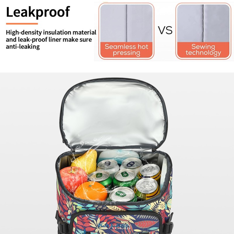 Kalesi Cooler Backpack 36 Cans Lightweight Insulated Cooler Leak-Proof Travel