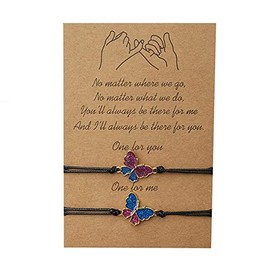 Best Friend Bracelets Gifts for Women No Matter Where We Go Bracelet for BFF Besties Christmas Birthday Gifts for Mother Daughter Matching Butterfly Bracelets for 2 Sisters