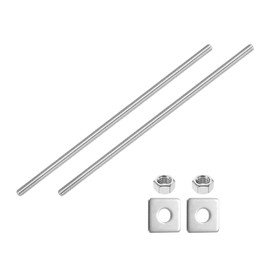 uxcell 3/8"-16 UNC Fully All Threaded Rod, 2 Pcs 304 Stainless Steel Long Threaded Screw 11.8" Length Right Hand Threads with Square Washers for Furniture Mounting Assembly Fastening
