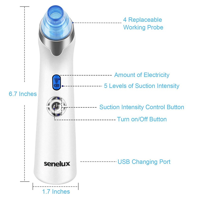Senelux Blackhead Remover Vacuum Pore Cleaner Acne Comedone Extractor Face