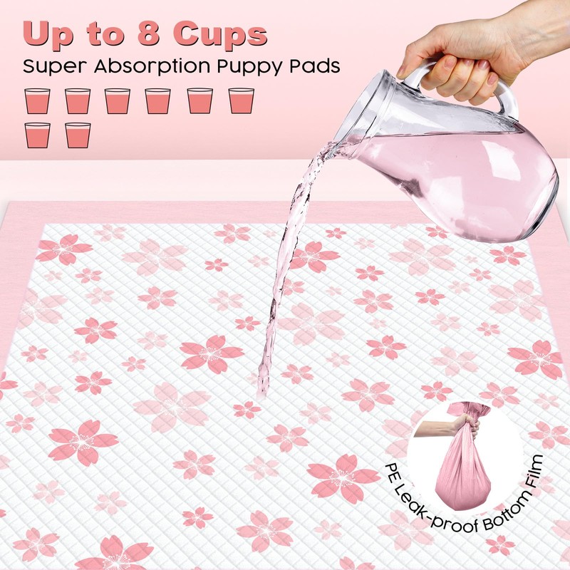 MIZOK Dog Pee Pads 28x34in Pink, Puppy Pads Extra Large