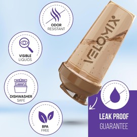 VELOMIX VELOMIX -4 PACK- 28 oz Protein Shaker Bottle for Protein Mixes - 4x Wire Whisk | Leak Proof Shaker Cups for Protein Shakes | Protein Shaker Bottle Pack | Protein Shake Cup(Brown)