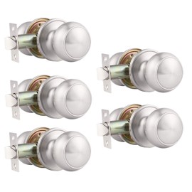 Probrico 5 Pack Round Passage Door Knob(Non-Locking Knobs), Keyless Doorknobs Interior/Exterior Door Lockset,Passage Knobs for Hallway/Closet,Satin Nickel Finish Modern Design Door Hardware