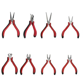 8 Piece Jewelry Pliers Set – Professional Grade Tool Kit for Jewelry Making and Repair – Includes Round Nose, Flat Nose, Bent Nose, Chain Nose, Side Cutting
