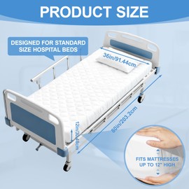 Lounsweer 2 Pack Waterproof Hospital Mattress Cover, 80x36x12in White Fitted Bed Sheet Protectors, Incontinence Protection Leakproof Breathable for Elderly, Adults Home Hospital Beds