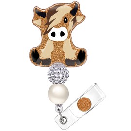 Plifal Badge Reel Holder Retractable with ID Clip for Nurse Nursing Name Tag Card Cute Funny Cow Accessories with Alligator Clip Medical Assistant Office Student Work Hospital Yellow
