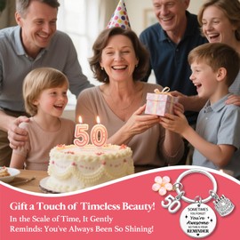 Joybble 50th Birthday Gifts for Women, Happy Birthday Keychain Gifts for Women, Unique Birthday Decorations Keyring Keychains, Sweet 50 Key Rings for Mum, Sister, Friends, Daughter (50th)