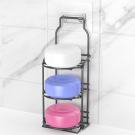 galasily 3-Tier Shower Soap Shampoo Bar Holder, Self Adhesive&Freestanding Draining Soap Caddy for Bathroom Wall Accesories, Apartment Essentials Decor…