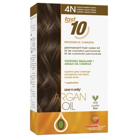One n Only Argan Oil Fast 10 Permanent Hair Color Kit - 4N Natural Medium Brown Hair Color Unisex 1 Pc