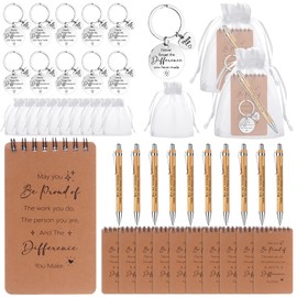 BANBAN 40Pcs Employee Appreciation Gifts Bulk Employee Motivational Notepads Inspirational Retractable Pen Thank You Keychain Organza Bag Thank You Gifts for Coworker Office Employee Teacher