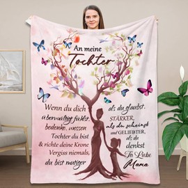 Kuscheldecke Flauschige an unsere Tochter von Eltern, Mama und Papa zu Tochter Kuscheldecke Flauschige Geschenk, Positiv Ermutigen Sie Ihre Tochter zur Liebe Geeignet Für Sofa Reisen(150×200cm)