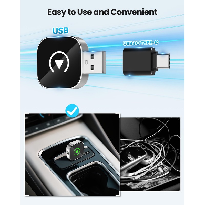 Wireless CarPlay Adapter & Android Auto Dongle 2-in-1 | Fast