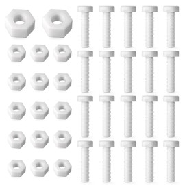 20 Pairs White Nylon Hex Bolts M6x28mm Nylon Screw Nut Assortment Slotted Pan Head Screws Hex Bolts and Nuts Set for Machinery Electronics