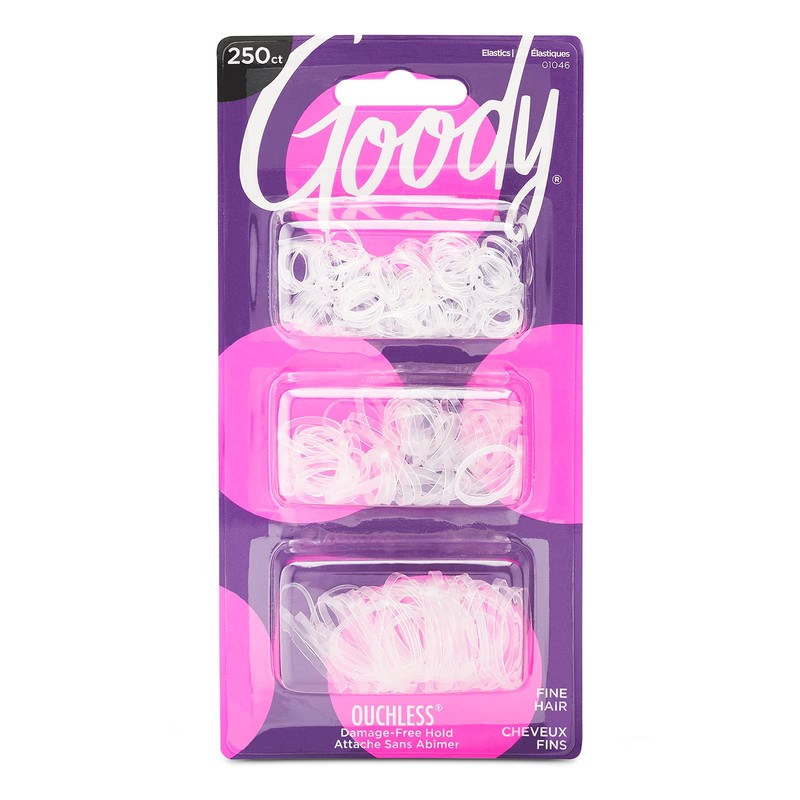 Goody Ouchless Polyband Hair Ties - 250 Ct, Clear, Latex